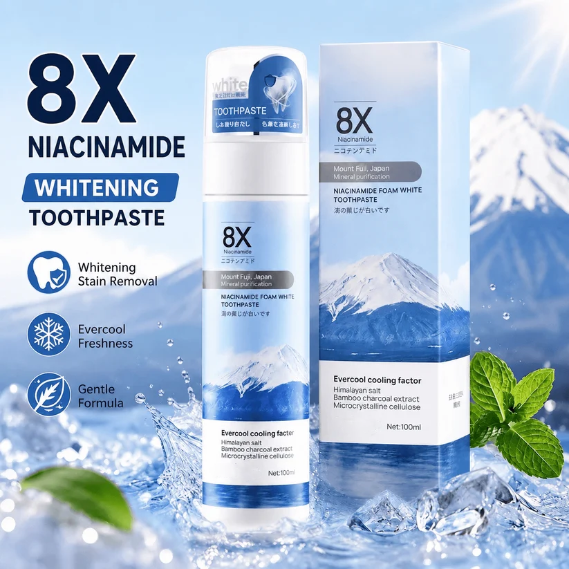 Vitalscalyn® Foaming Whitening Toothpaste 8X - Fresh Breath Stain Removal Gentle Teeth Cleaning 100ml-D