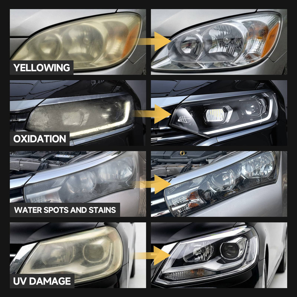 Headlight Restoration Kit – Car Headlight Cleaner, Polish & Protective Coating for Clearer Lenses