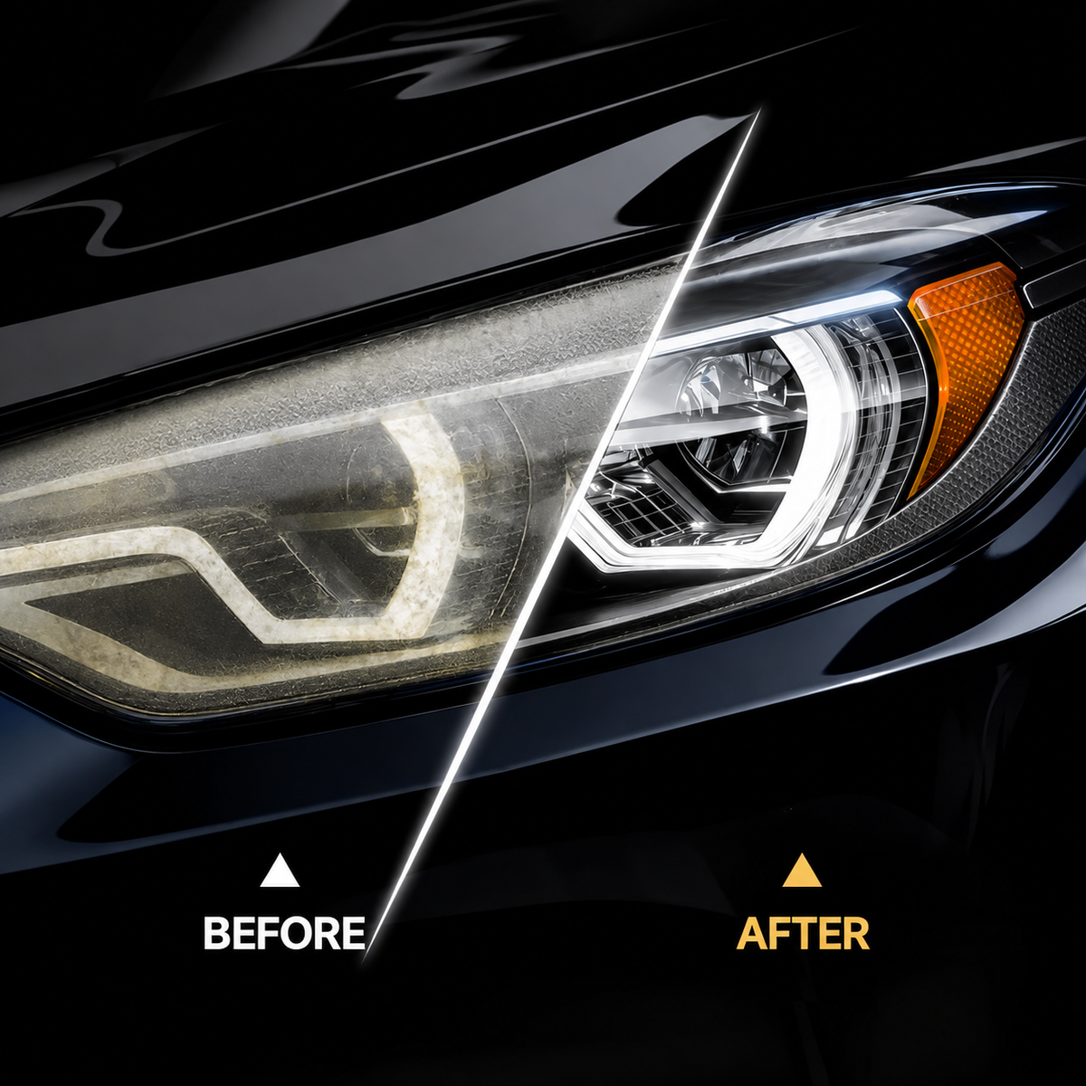 Headlight Restoration Kit – Car Headlight Cleaner, Polish & Protective Coating for Clearer Lenses