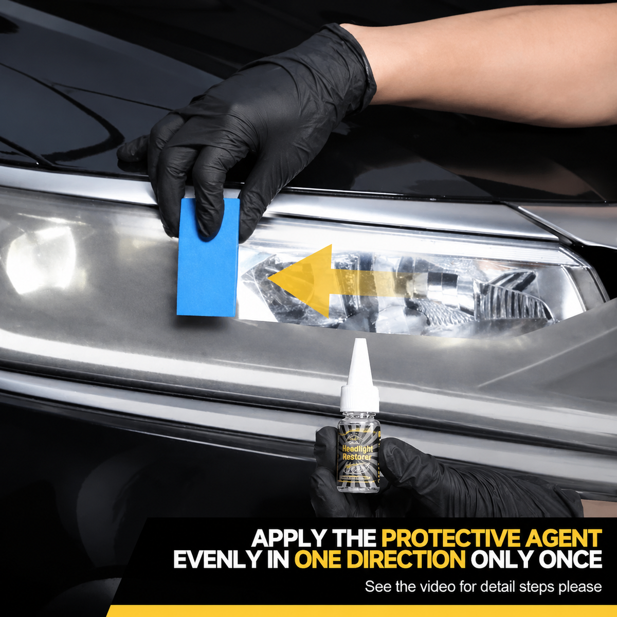 Headlight Restoration Kit – Car Headlight Cleaner, Polish & Protective Coating for Clearer Lenses